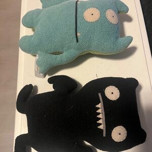 UglyDoll 2005 8" Bop N' Beep & 2013 Little Uglys Black Ice Bat Plush Doll Lot